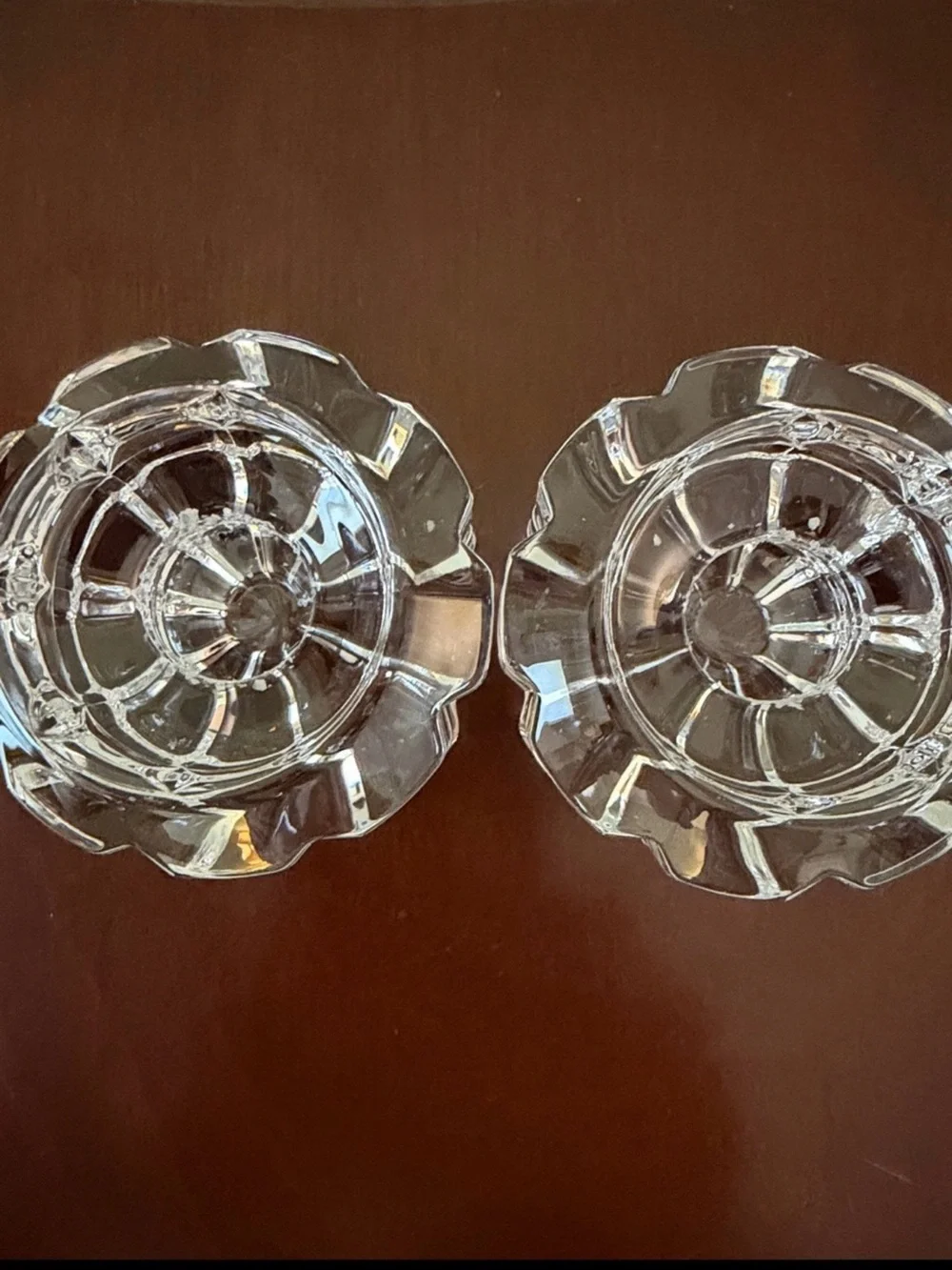 VNTG Mikasa Reflections Pattern Set of 2 Glass Candle Holders